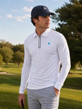 Coolibar Men’s Drive UV Golf Polo – Size XL White – Excellent Like-New Condition